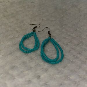 Beaded Loop Earrings Turquoise